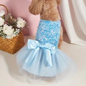 Elegant Sequin Bow Pet Dress